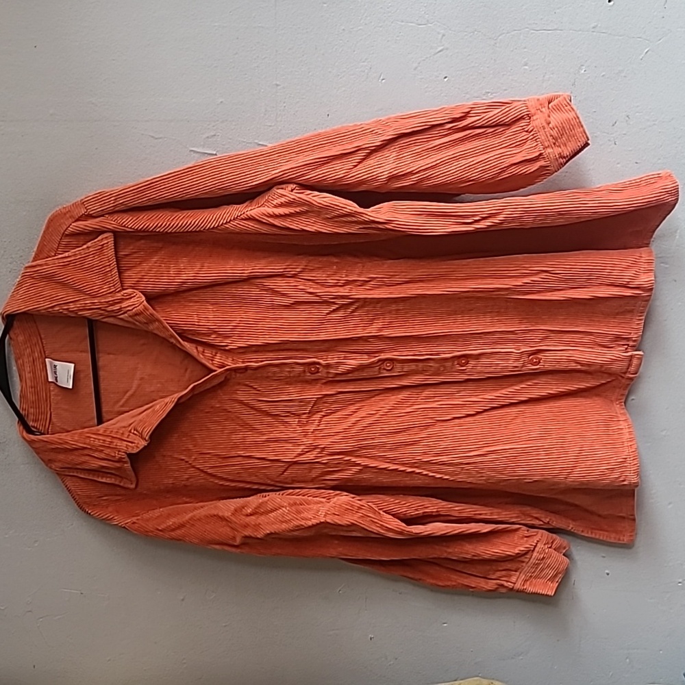 Women's 2X Blair pumpkin orange corduroy cotton long sleeve button up shirt - Picture 6 of 6